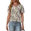 imageOFEEFAN Womens T Shirts Short Sleeve Tops Dressy Casual Blouses Spring Summer Outfits Flowy Pleated Front Scooped Neck5beige Black
