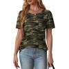 imageOFEEFAN Womens T Shirts Short Sleeve Tops Dressy Casual Blouses Spring Summer Outfits Flowy Pleated Front Scooped Neck5camo Green