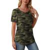 imageOFEEFAN Womens T Shirts Short Sleeve Tops Dressy Casual Blouses Spring Summer Outfits Flowy Pleated Front Scooped Neck5camo Green