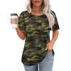 imageOFEEFAN Womens T Shirts Short Sleeve Tops Dressy Casual Blouses Spring Summer Outfits Flowy Pleated Front Scooped Neck5camo Green