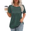 imageOFEEFAN Womens T Shirts Short Sleeve Tops Dressy Casual Blouses Spring Summer Outfits Flowy Pleated Front Scooped Neck5deep Teal