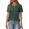 imageOFEEFAN Womens T Shirts Short Sleeve Tops Dressy Casual Blouses Spring Summer Outfits Flowy Pleated Front Scooped Neck5deep Teal