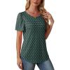 imageOFEEFAN Womens T Shirts Short Sleeve Tops Dressy Casual Blouses Spring Summer Outfits Flowy Pleated Front Scooped Neck5deep Teal