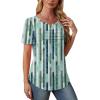 imageOFEEFAN Womens T Shirts Short Sleeve Tops Dressy Casual Blouses Spring Summer Outfits Flowy Pleated Front Scooped Neck5green Stripes