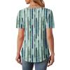 imageOFEEFAN Womens T Shirts Short Sleeve Tops Dressy Casual Blouses Spring Summer Outfits Flowy Pleated Front Scooped Neck5green Stripes