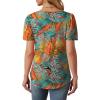 imageOFEEFAN Womens T Shirts Short Sleeve Tops Dressy Casual Blouses Spring Summer Outfits Flowy Pleated Front Scooped Neck5orange Blue Palm