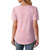 imageOFEEFAN Womens T Shirts Short Sleeve Tops Dressy Casual Blouses Spring Summer Outfits Flowy Pleated Front Scooped Neck5pink Leopard