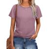imageOFEEFAN Short Sleeve Tshirts for Women Summer Eyelet Short Sleeve Tops Loose Casual Basic TeeA Dusty Pink