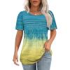 imageOFEEFAN Womens T Shirts Short Sleeve Tops Dressy Casual Blouses Spring Summer Outfits Flowy Pleated Front Scooped Neck4tiedye Yellow