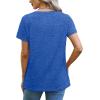 imageOFEEFAN Shirts for Women Short Sleeve Tops Pleated Crew Neck Casual Summer Fashion Tops Loose FitBlue