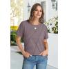 imageOFEEFAN Shirts for Women Short Sleeve Tops Pleated Crew Neck Casual Summer Fashion Tops Loose FitCoffee Grey