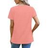 imageOFEEFAN Shirts for Women Short Sleeve Tops Pleated Crew Neck Casual Summer Fashion Tops Loose FitCoral