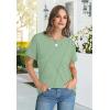 imageOFEEFAN Shirts for Women Short Sleeve Tops Pleated Crew Neck Casual Summer Fashion Tops Loose FitGreen