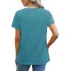 imageOFEEFAN Shirts for Women Short Sleeve Tops Pleated Crew Neck Casual Summer Fashion Tops Loose FitGreen Grey