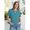 imageOFEEFAN Shirts for Women Short Sleeve Tops Pleated Crew Neck Casual Summer Fashion Tops Loose FitGreen Grey