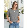 imageOFEEFAN Shirts for Women Short Sleeve Tops Pleated Crew Neck Casual Summer Fashion Tops Loose FitGrey