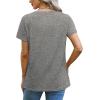 imageOFEEFAN Shirts for Women Short Sleeve Tops Pleated Crew Neck Casual Summer Fashion Tops Loose FitGrey