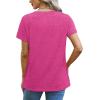 imageOFEEFAN Shirts for Women Short Sleeve Tops Pleated Crew Neck Casual Summer Fashion Tops Loose FitPink