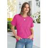 imageOFEEFAN Shirts for Women Short Sleeve Tops Pleated Crew Neck Casual Summer Fashion Tops Loose FitPink