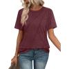 imageOFEEFAN Shirts for Women Short Sleeve Tops Pleated Crew Neck Casual Summer Fashion Tops Loose FitWinered