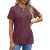 imageOFEEFAN Shirts for Women Short Sleeve Tops Pleated Crew Neck Casual Summer Fashion Tops Loose FitWinered