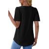 imageOFEEFAN T Shirts for Women Pleated Square Neck Dressy Casual Blouses Puff Short Sleeve Summer Tops Loose FitBlack