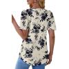 imageOFEEFAN T Shirts for Women Pleated Square Neck Dressy Casual Blouses Puff Short Sleeve Summer Tops Loose FitBlack White Floral