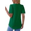imageOFEEFAN T Shirts for Women Pleated Square Neck Dressy Casual Blouses Puff Short Sleeve Summer Tops Loose FitGreen