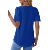 imageOFEEFAN T Shirts for Women Pleated Square Neck Dressy Casual Blouses Puff Short Sleeve Summer Tops Loose FitRoyal Blue