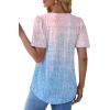 imageOFEEFAN T Shirts for Women Pleated Square Neck Dressy Casual Blouses Puff Short Sleeve Summer Tops Loose FitTie Die Pink