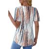 imageOFEEFAN T Shirts for Women Pleated Square Neck Dressy Casual Blouses Puff Short Sleeve Summer Tops Loose FitTie Dye White