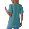 imageOFEEFAN T Shirts for Women Pleated Square Neck Dressy Casual Blouses Puff Short Sleeve Summer Tops Loose FitTurquoise
