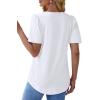 imageOFEEFAN T Shirts for Women Pleated Square Neck Dressy Casual Blouses Puff Short Sleeve Summer Tops Loose FitWhite