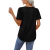imageOFEEFAN T Shirts for Women V Neck Dressy Casual Blouses Puff Short Sleeve Summer Tops Loose Fit1black