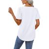 imageOFEEFAN T Shirts for Women V Neck Dressy Casual Blouses Puff Short Sleeve Summer Tops Loose Fit1white