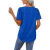 imageOFEEFAN T Shirts for Women V Neck Dressy Casual Blouses Puff Short Sleeve Summer Tops Loose Fit2blue
