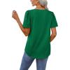 imageOFEEFAN T Shirts for Women V Neck Dressy Casual Blouses Puff Short Sleeve Summer Tops Loose Fit2green