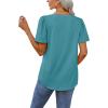 imageOFEEFAN T Shirts for Women V Neck Dressy Casual Blouses Puff Short Sleeve Summer Tops Loose Fit2turquoise