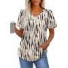imageOFEEFAN T Shirts for Women V Neck Dressy Casual Blouses Puff Short Sleeve Summer Tops Loose Fit3black Spot