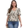 imageOFEEFAN T Shirts for Women V Neck Dressy Casual Blouses Puff Short Sleeve Summer Tops Loose Fit3black Spot
