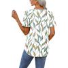 imageOFEEFAN T Shirts for Women V Neck Dressy Casual Blouses Puff Short Sleeve Summer Tops Loose Fit3patterned White Print