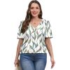 imageOFEEFAN T Shirts for Women V Neck Dressy Casual Blouses Puff Short Sleeve Summer Tops Loose Fit3patterned White Print