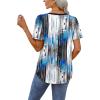 imageOFEEFAN T Shirts for Women V Neck Dressy Casual Blouses Puff Short Sleeve Summer Tops Loose Fit3tech Print