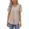 imageOFEEFAN T Shirts for Women V Neck Dressy Casual Blouses Puff Short Sleeve Summer Tops Loose Fit5pleated1
