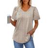 imageOFEEFAN T Shirts for Women V Neck Dressy Casual Blouses Puff Short Sleeve Summer Tops Loose Fit5pleated1