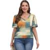 imageOFEEFAN T Shirts for Women V Neck Dressy Casual Blouses Puff Short Sleeve Summer Tops Loose Fit5pleated2