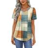 imageOFEEFAN T Shirts for Women V Neck Dressy Casual Blouses Puff Short Sleeve Summer Tops Loose Fit5pleated2