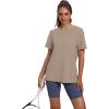 imageOFEEFAN Workout Tops for Women UPF 50 Breathable Quick Dry Loose Fit T Shirt Outdoor Yoga Running Hiking Gym Tee TopBrown