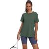 imageOFEEFAN Workout Tops for Women UPF 50 Breathable Quick Dry Loose Fit T Shirt Outdoor Yoga Running Hiking Gym Tee TopGreen