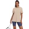 imageOFEEFAN Workout Tops for Women UPF 50 Breathable Quick Dry Loose Fit T Shirt Outdoor Yoga Running Hiking Gym Tee TopKhaki